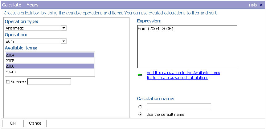 An example of the calculate dialog box.