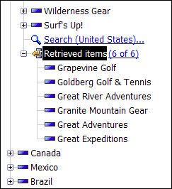 An example of retrieved items being shown under the Retrieved items node.