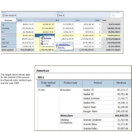 Screen capture showing the target report with data for the context of the source.