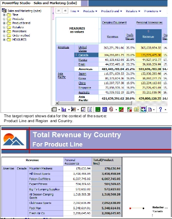 Screen capture showing the target report with data for the context of the source.